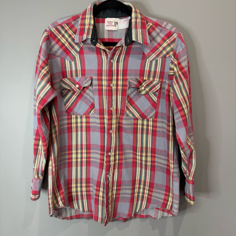 vintage men’s Saddle King‎ Western plaid shirt
